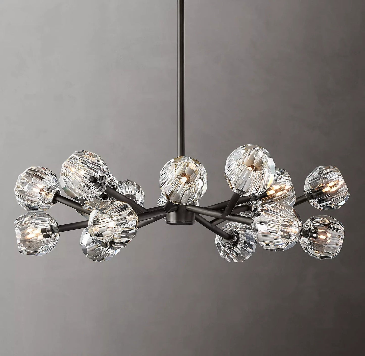 Boule De Cristal Smoke Glass Ball Modern Round Chandelier Light 24"