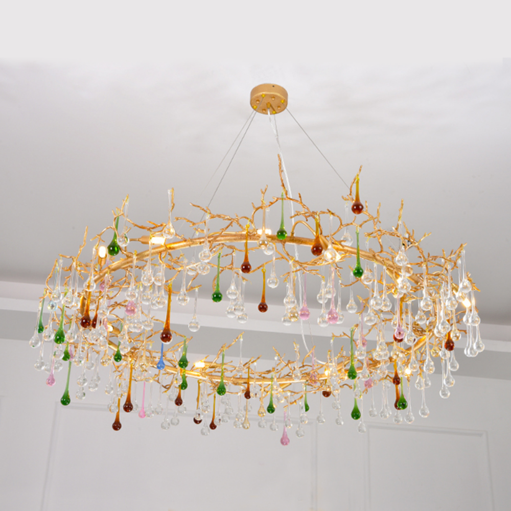 Louise Colorful Crystal Raindrop Branch Chandelier