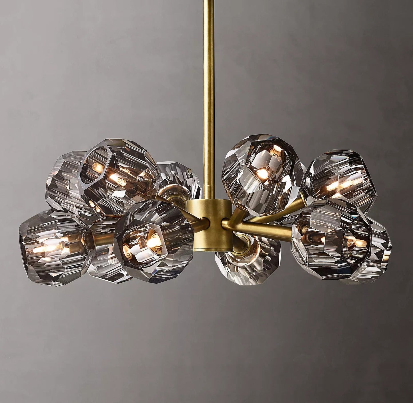 Boule De Cristal Smoke Glass Ball Modern Round Chandelier Light 24"