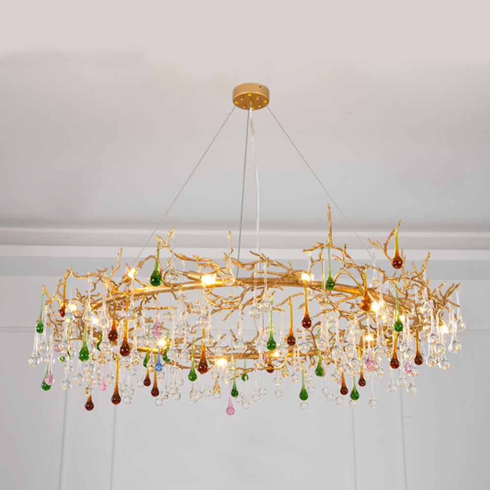 Louise Colorful Crystal Raindrop Branch Chandelier