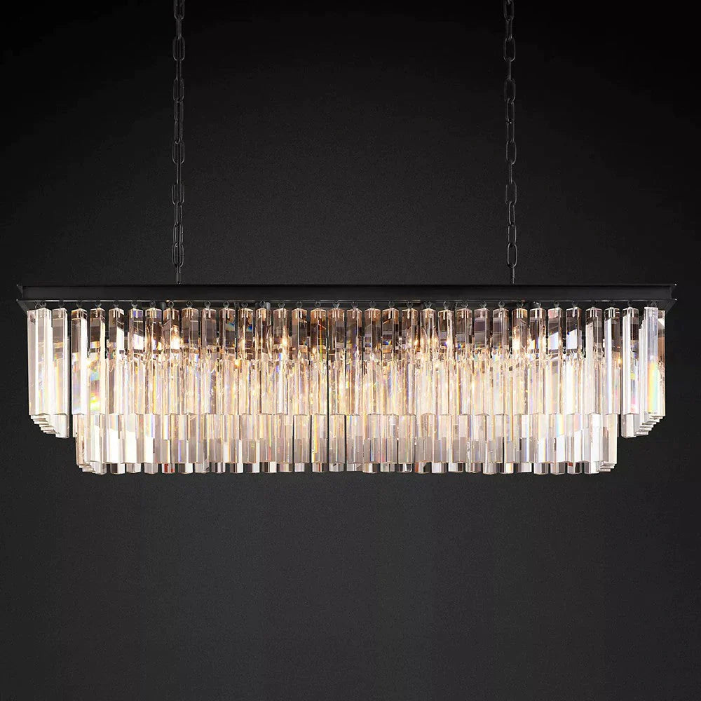 1920s Odeon 2-Tier Crystal Linear Chandelier - Customizable Luxury Lighting