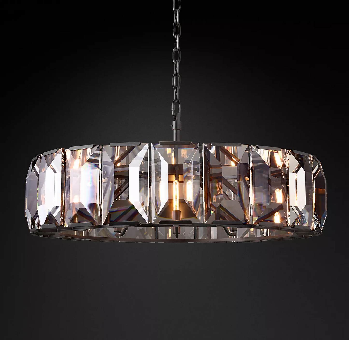 Harlowe Crystal Round Chandelier Light 43"