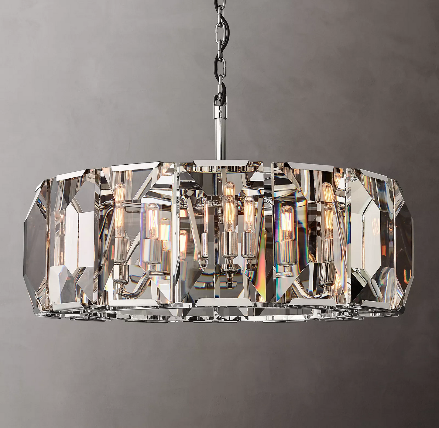 Harlowe Crystal Round Chandelier Light 31"  Living Room Lighting