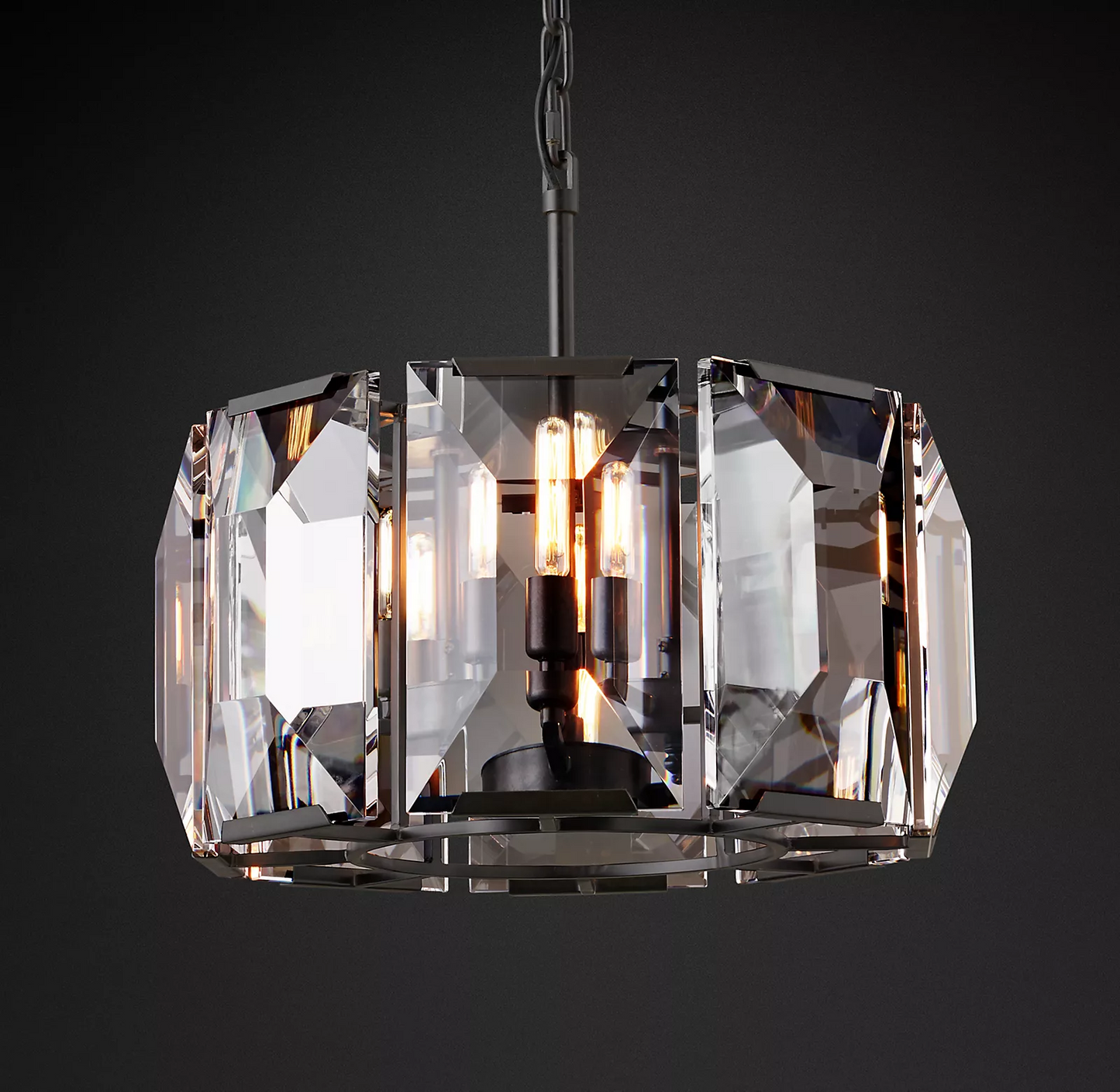 Harlowe Crystal Round Chandelier Light 19"  Living Room Lighting