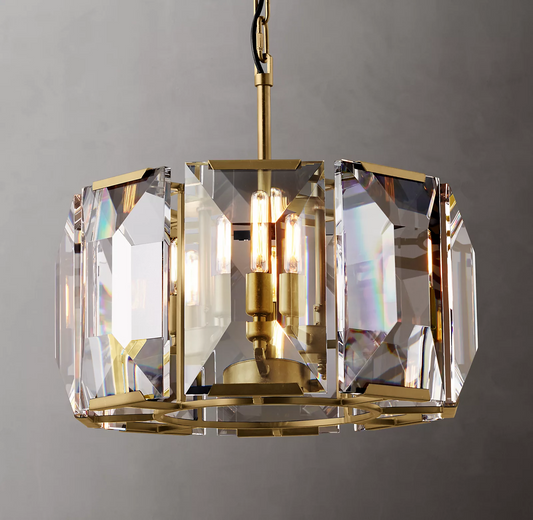 Harlowe Crystal Round Chandelier Light 19"  Living Room Lighting