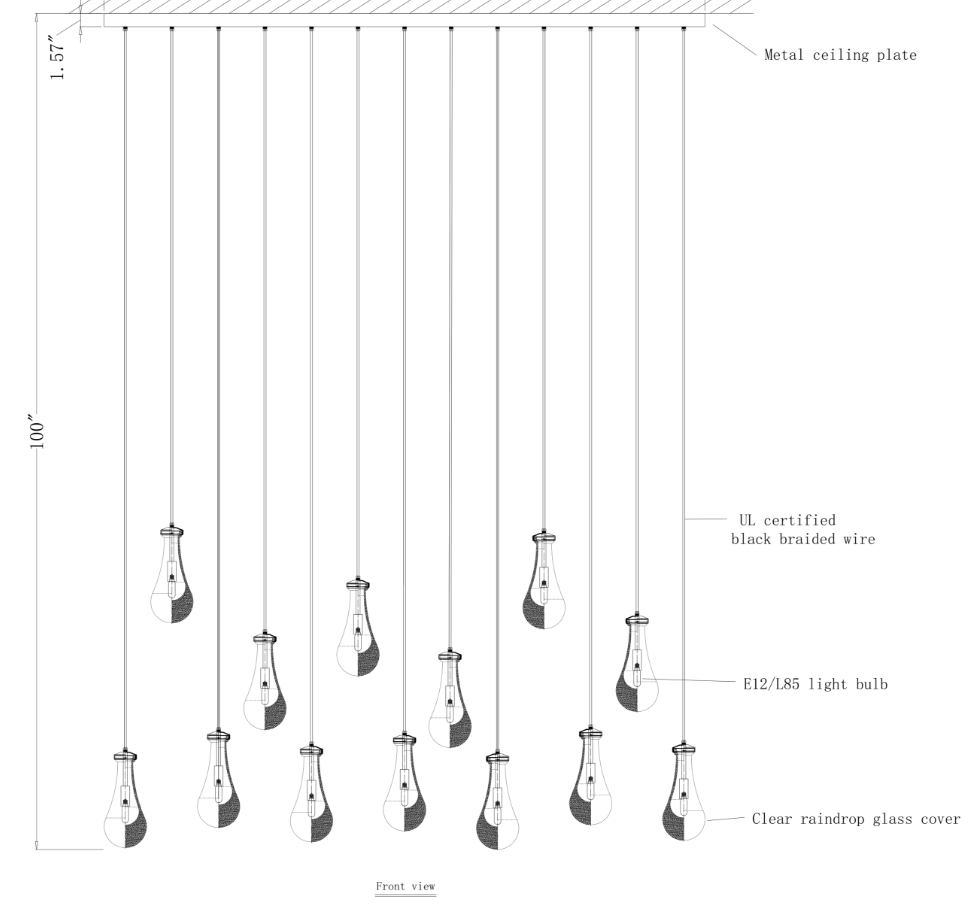 Custom Raindrop Rectangle Chandelier 13 Lights