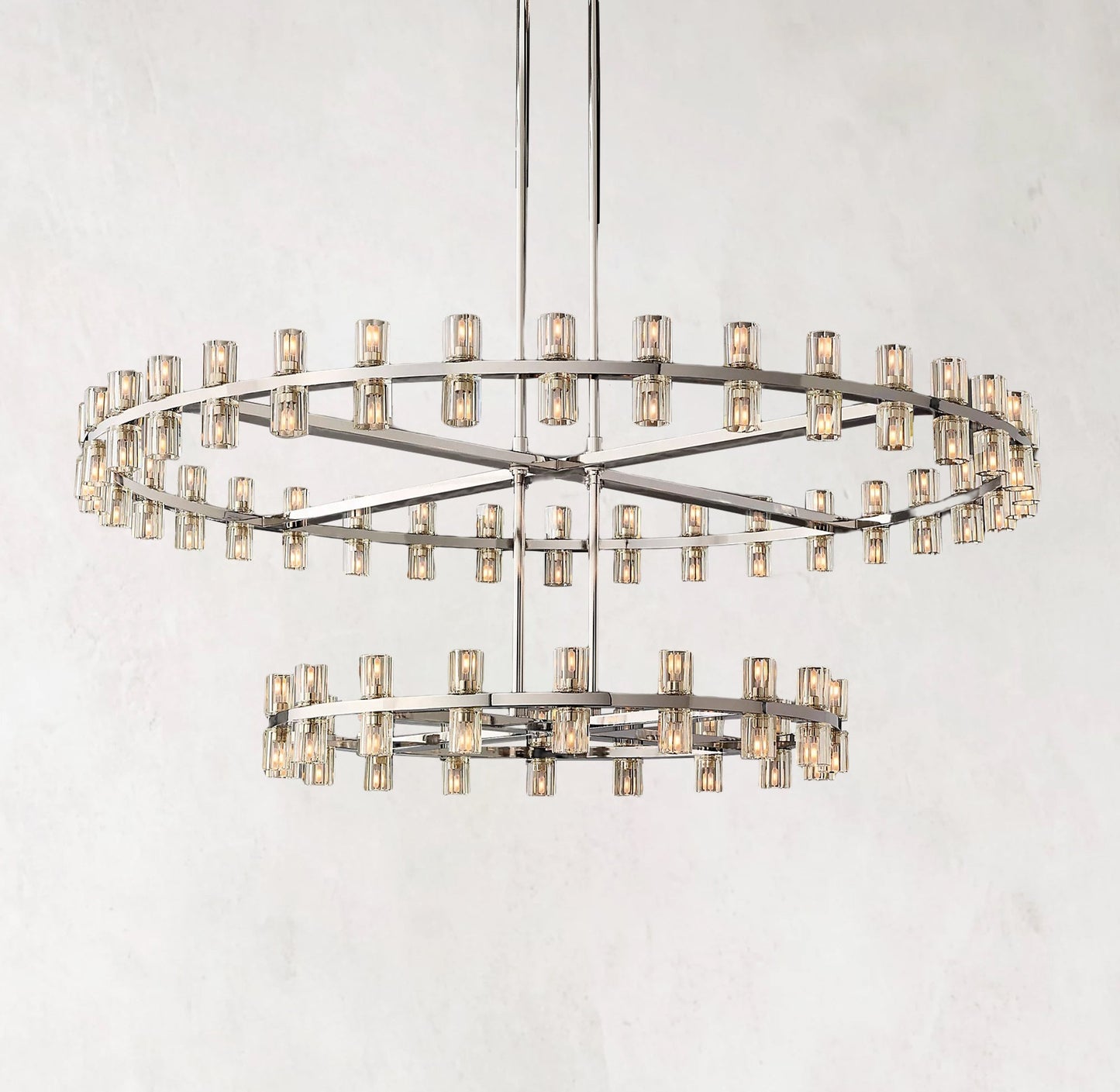 Arcachones 60" LED Round Two-Tier Chandelier - Modern Brass Lighting Fixture