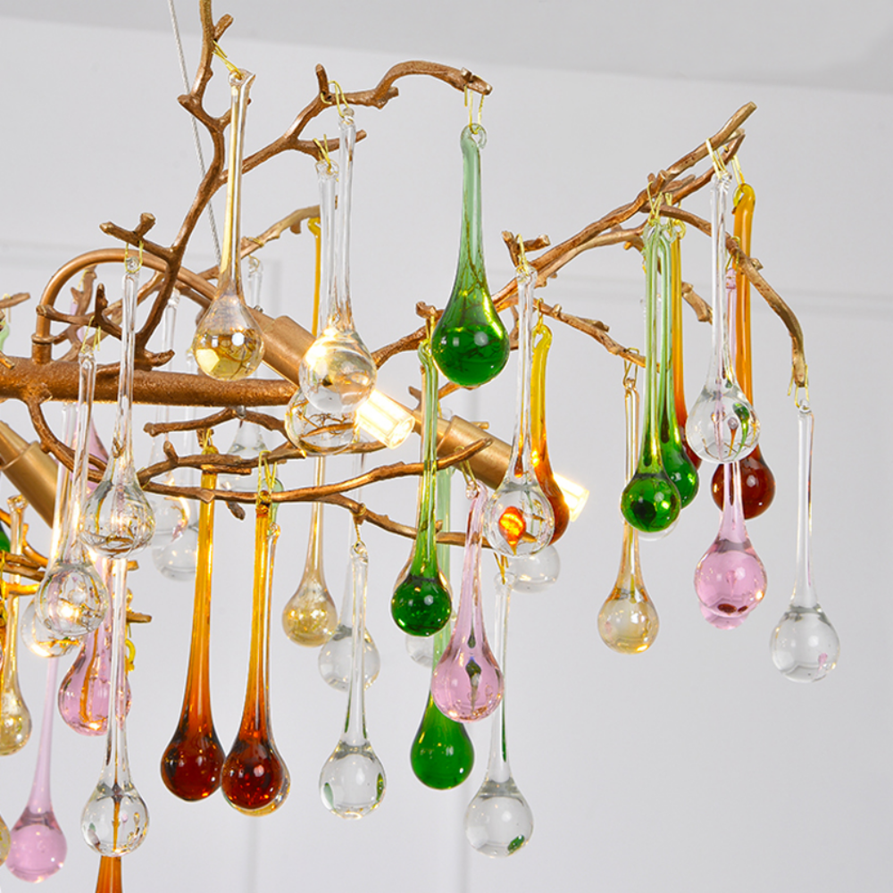 Louise Colorful Crystal Linear Branch Chandelier For Living Room