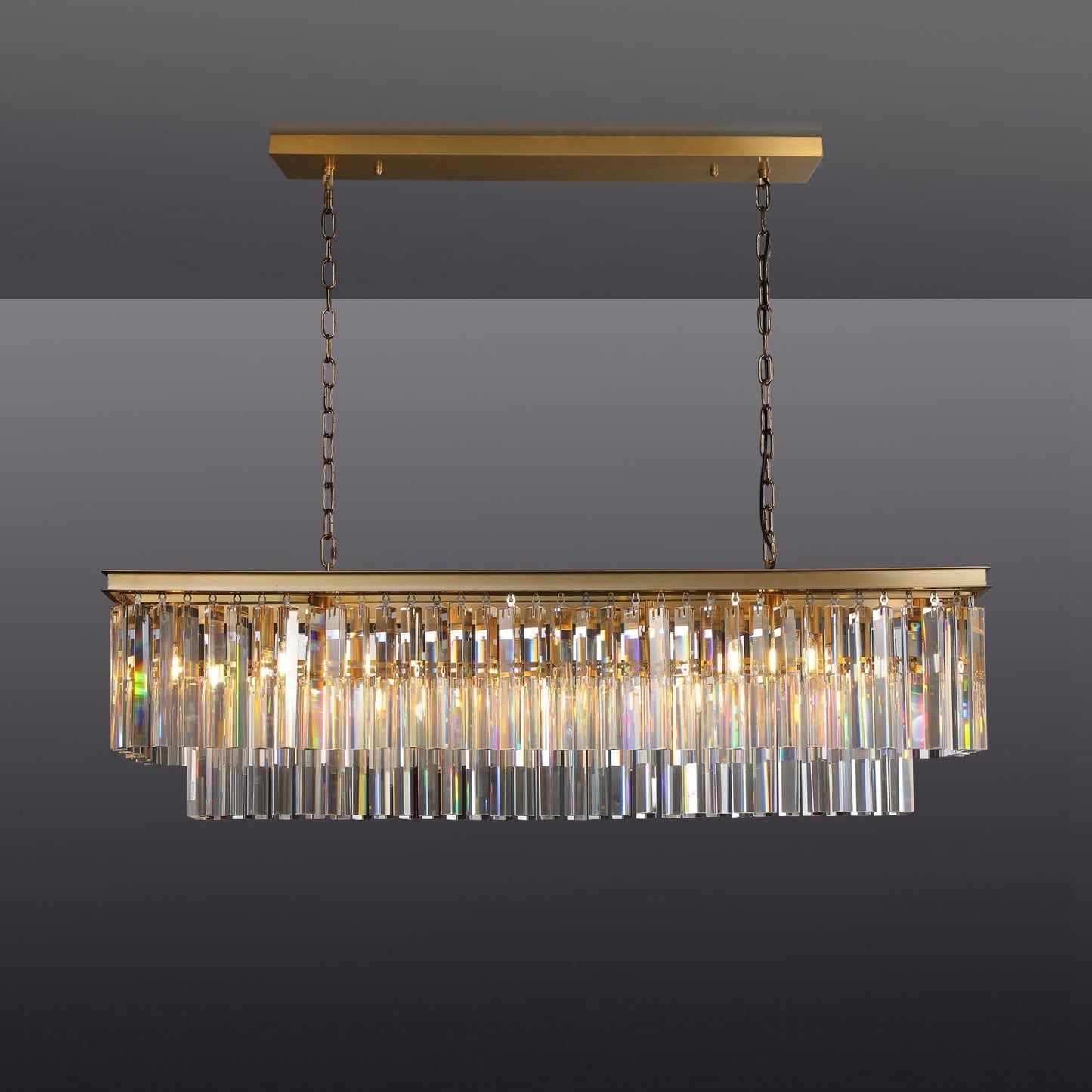 1920s Odeon 2-Tier Crystal Linear Chandelier - Customizable Luxury Lighting