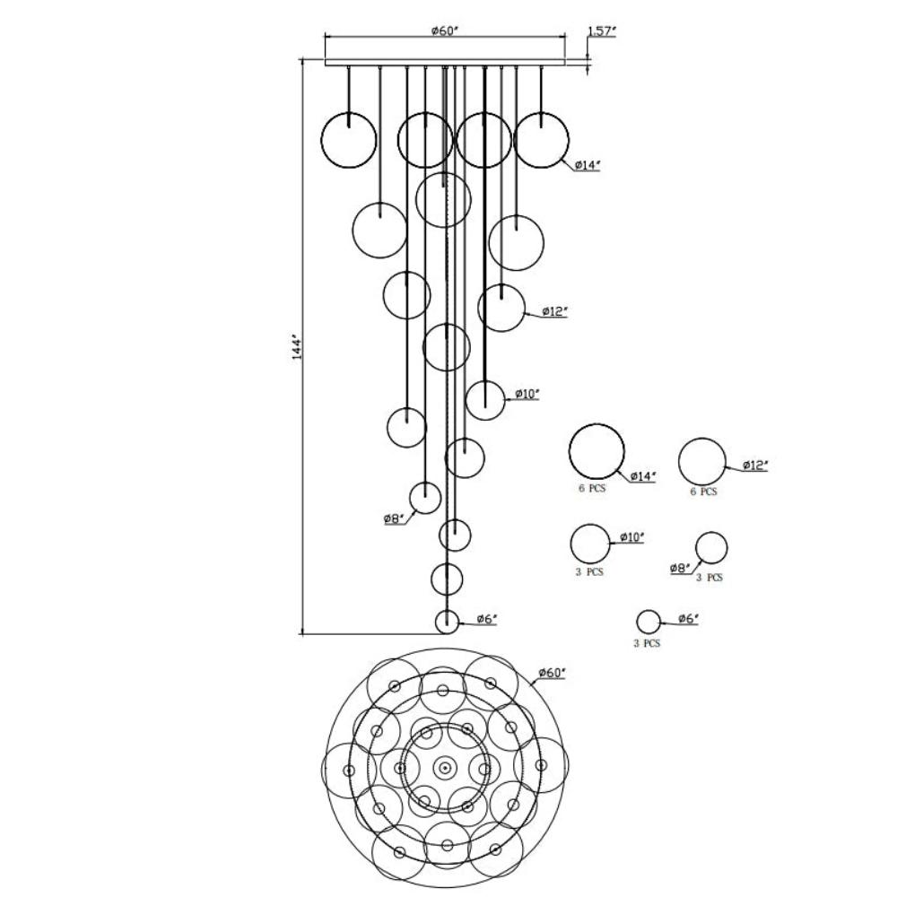 Fulcrum Glass Globe Cluster Chandelier