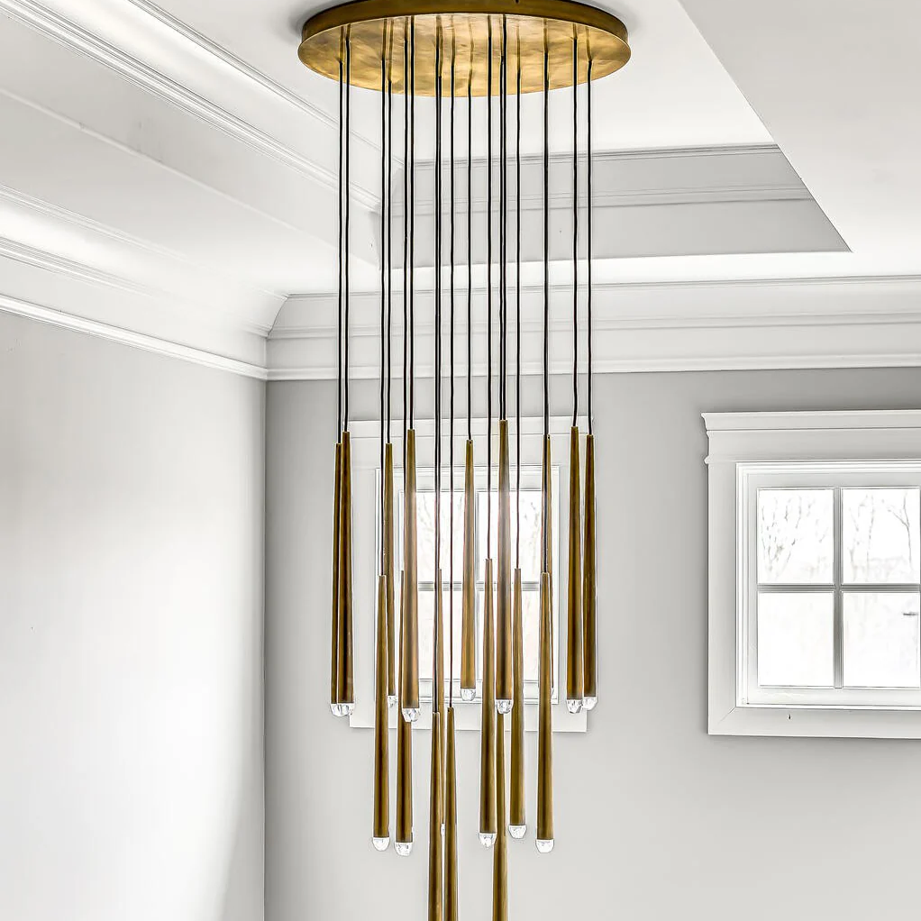 Aquitaine 30" Modern Round Chandelier - 18-Light Brass Fixture