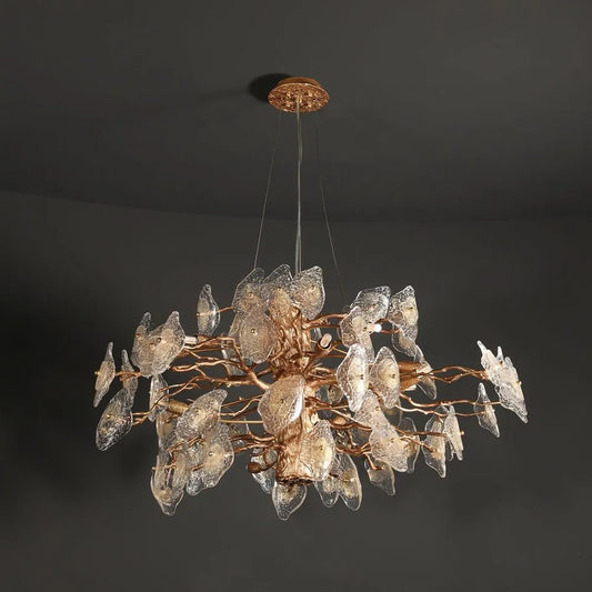 Glass Leaves Modern Branch Chandelier Light D39.3"