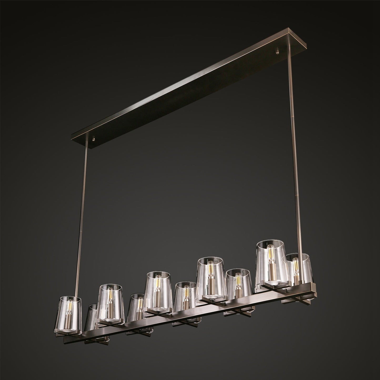 Cielle Island Linear Chandelier Clear Glass for Kitchen