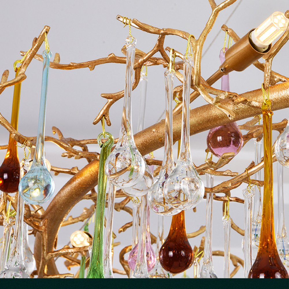 Louise Colorful Crystal Raindrop Branch Chandelier