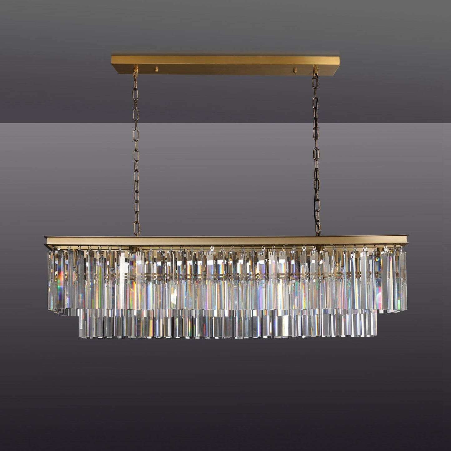 1920s Odeon 2-Tier Crystal Linear Chandelier - Customizable Luxury Lighting