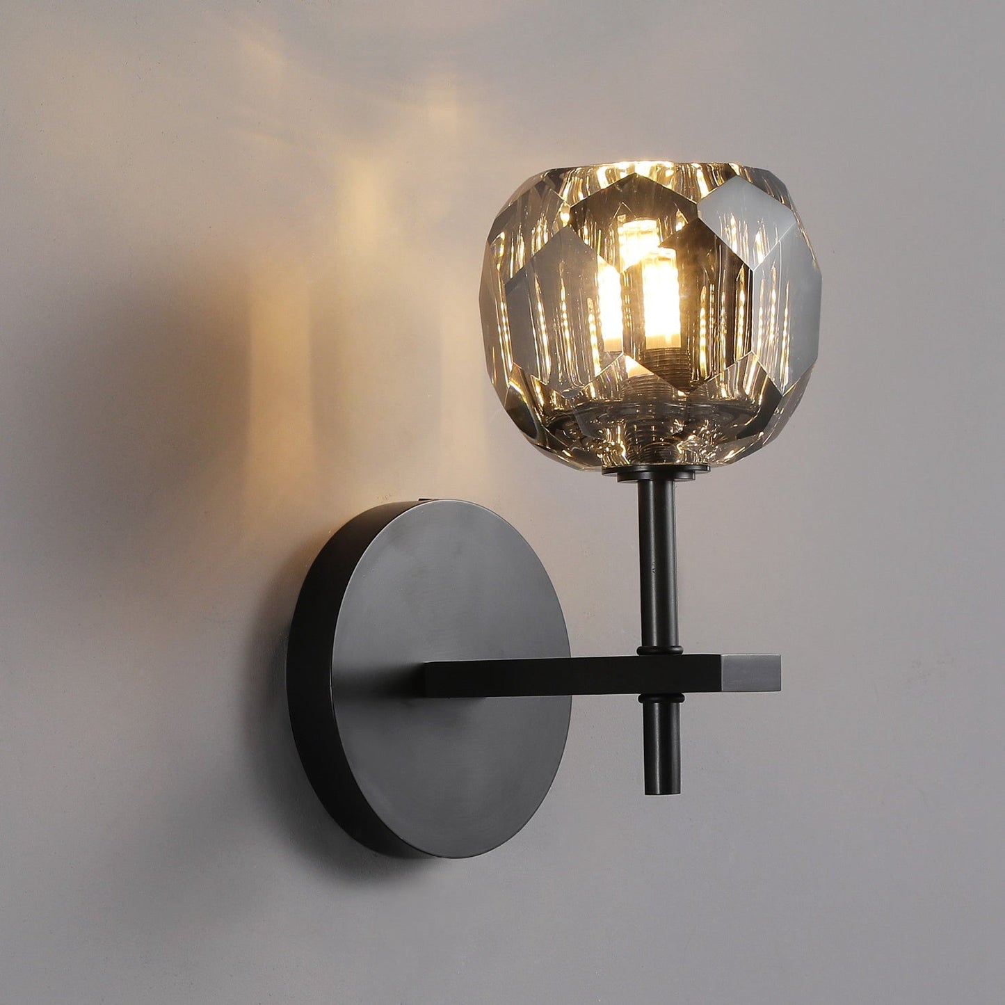 Crystal Ball Wall Ligh Fixtures, Mangata Smoke Crystal Led Wall Lights for Bedroom