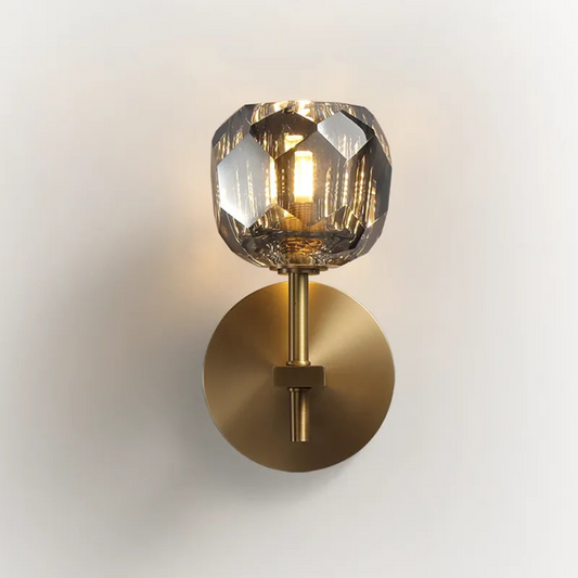 Crystal Ball Wall Ligh Fixtures, Mangata Smoke Crystal Led Wall Lights for Bedroom