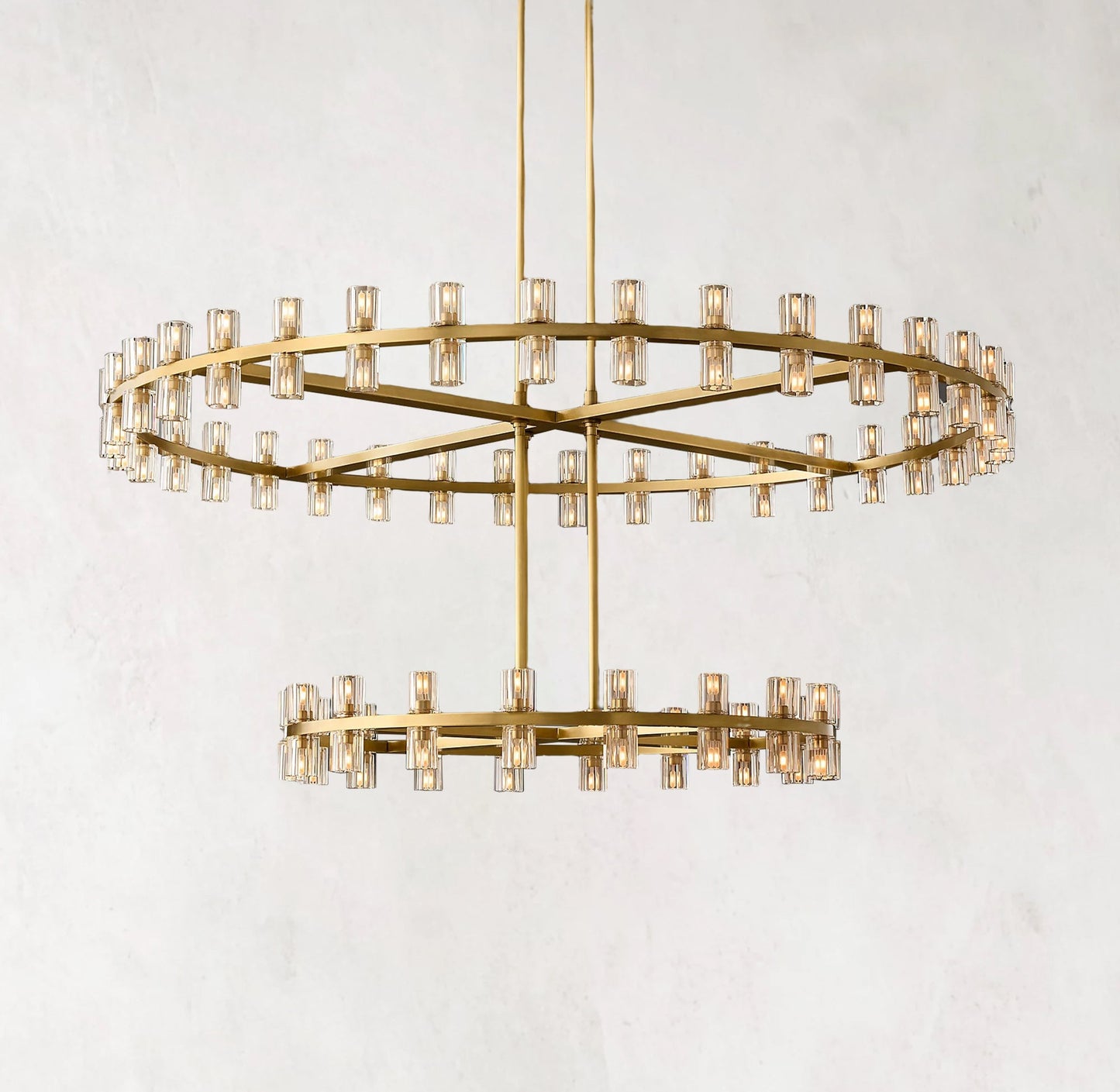 Arcachones 60" LED Round Two-Tier Chandelier - Modern Brass Lighting Fixture