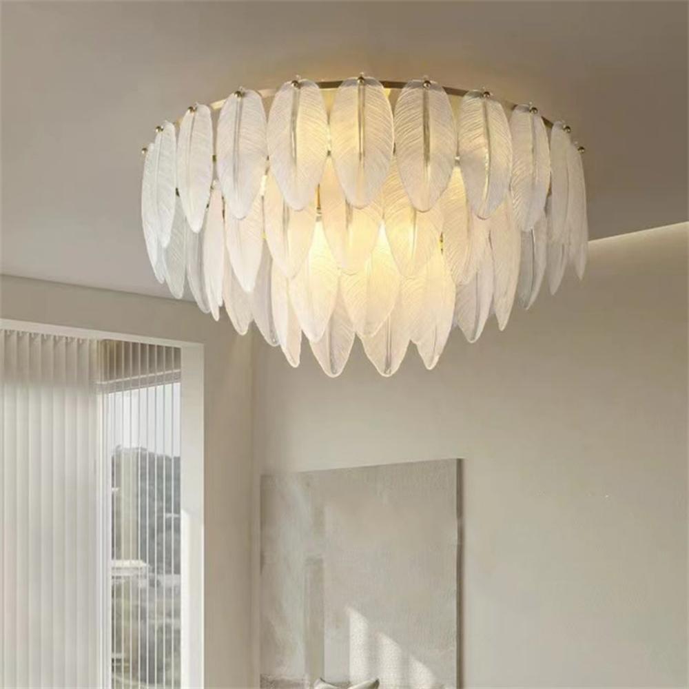 Gilbert white Feather Ceiling Lamp, High-end Flush Mount Lights