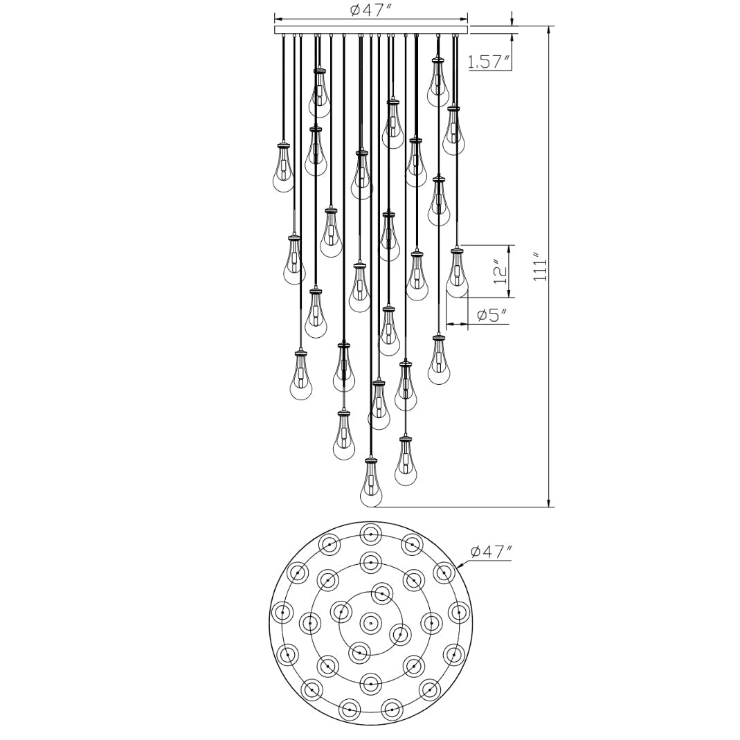 Rain Round Chandelier 47"