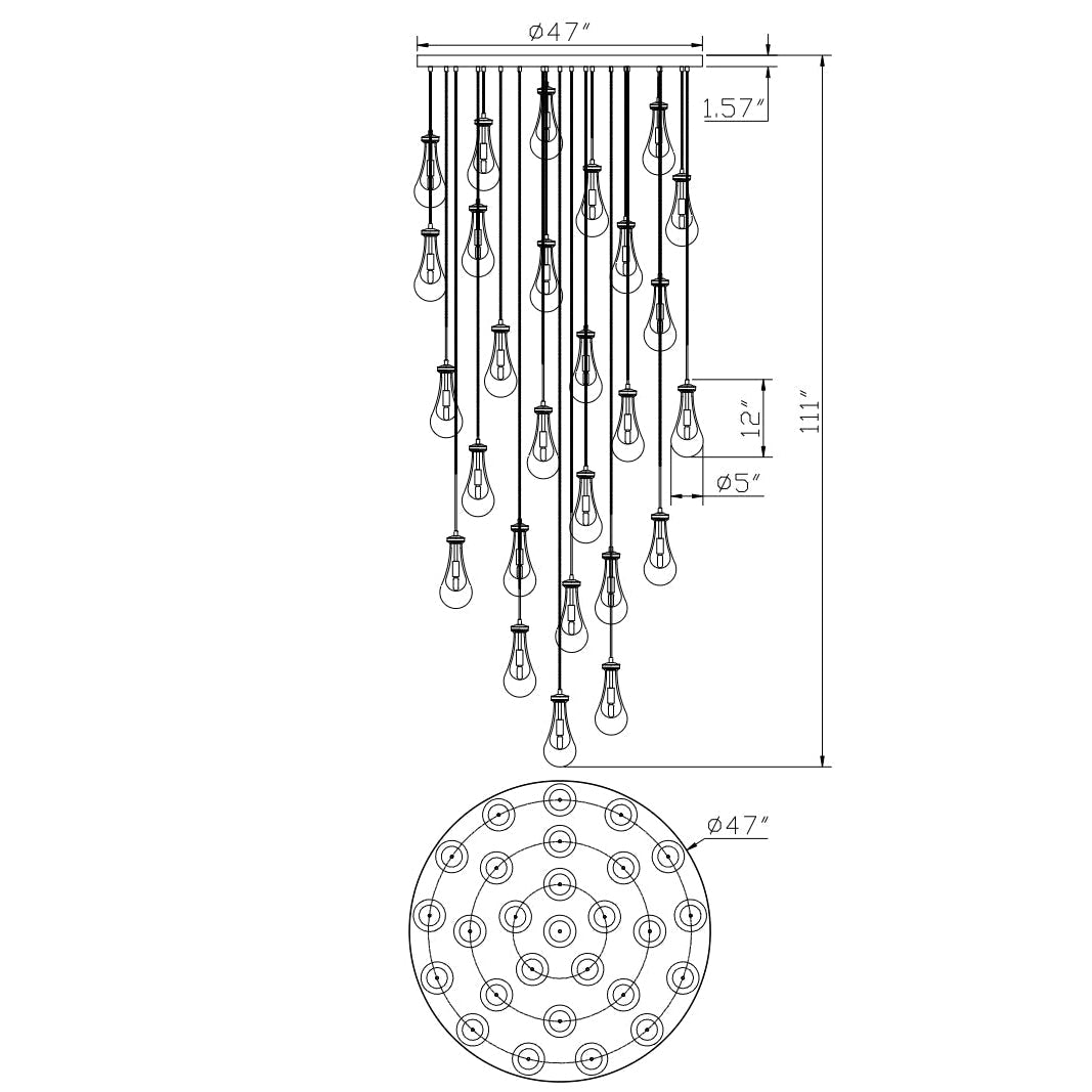 Rain Round Chandelier 47"