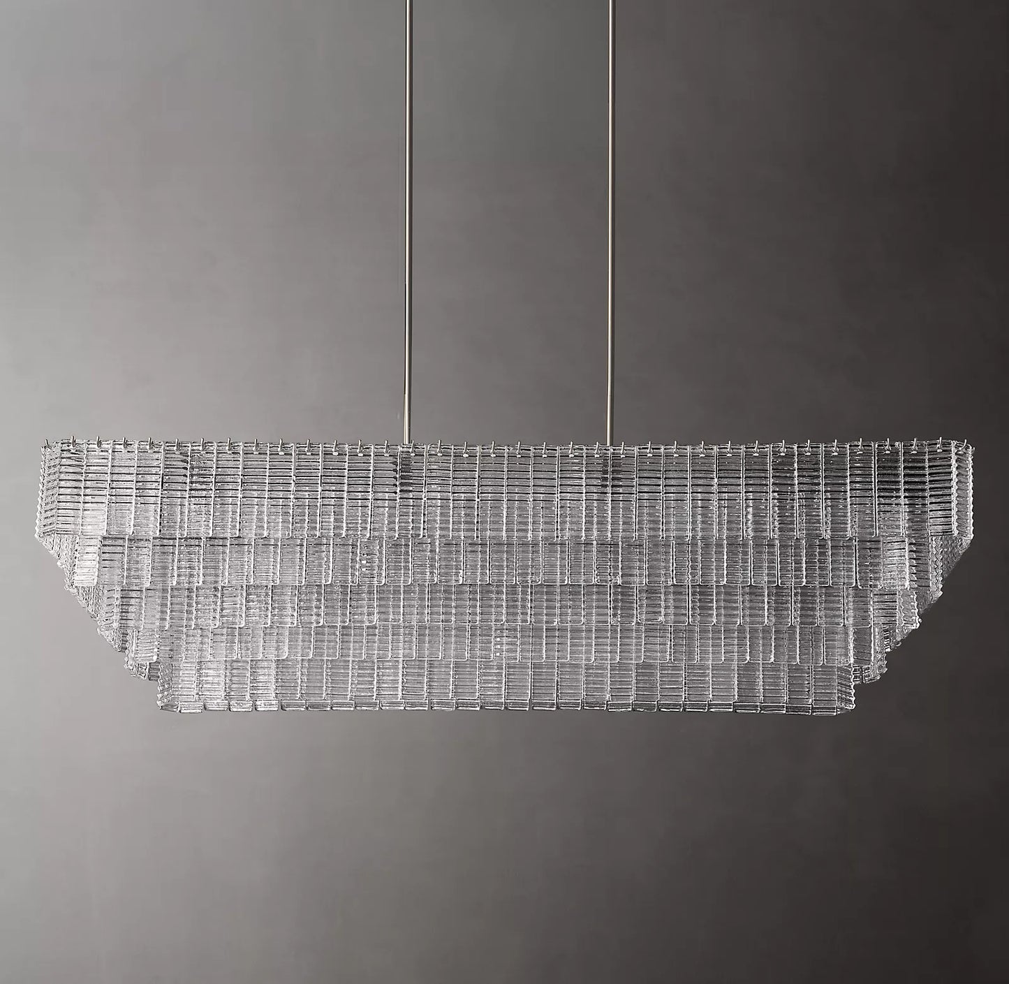 Sirene Glass Rectangular Chandelier 77" for Living Room