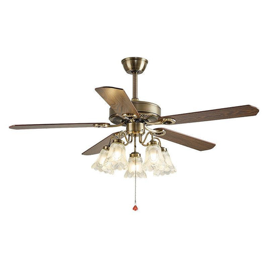 52-Inch Luxury Modern Chandelier Ceiling Fan with LED Light, Silent Motor