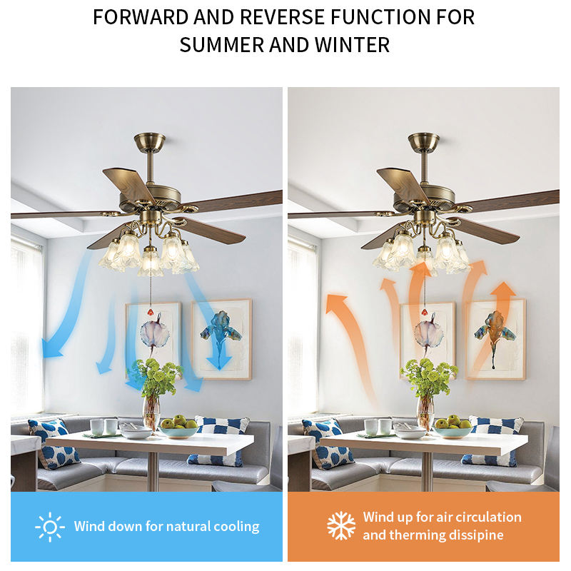 52-Inch Luxury Modern Chandelier Ceiling Fan with LED Light, Silent Motor