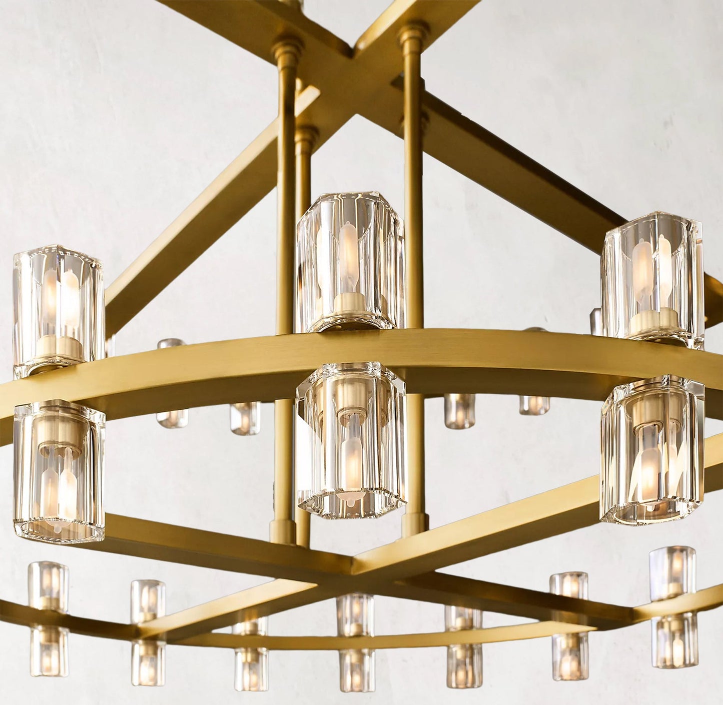 Arcachones 60" LED Round Two-Tier Chandelier - Modern Brass Lighting Fixture