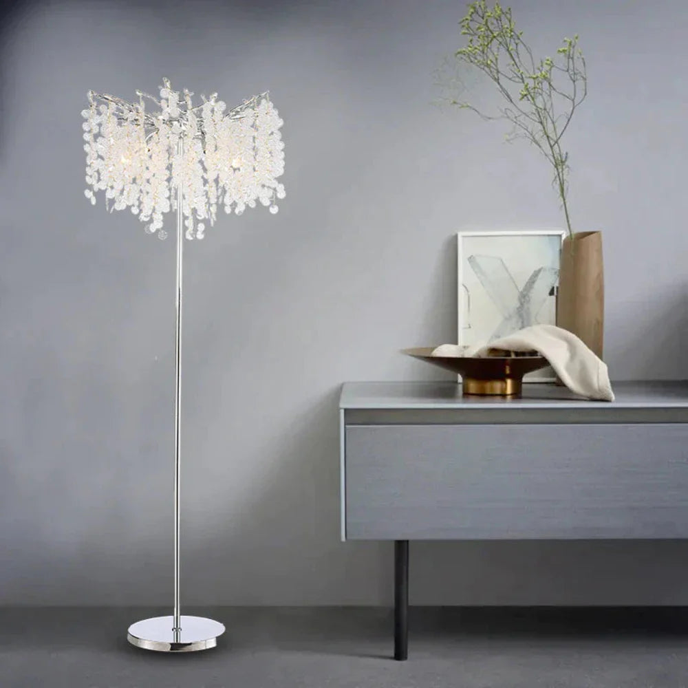 Modern Clear Crystal Standing Floor Lamp