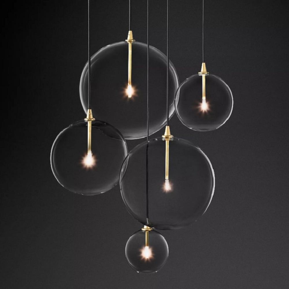 Modern Lighting Glass Globe Moving Cluster Chandelier Light