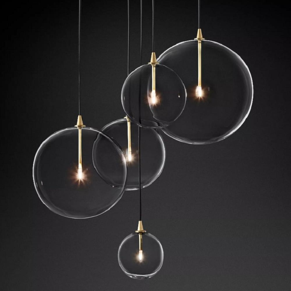 Modern Lighting Glass Globe Moving Cluster Chandelier Light