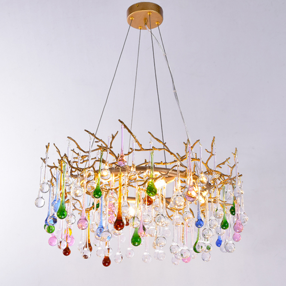 Louise Colorful Crystal Raindrop Branch Chandelier