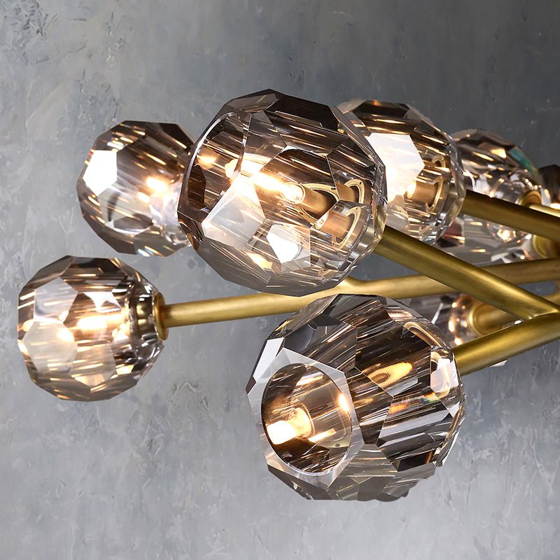 Boule De Cristal Smoke Glass Ball Modern Round Chandelier Light 24"