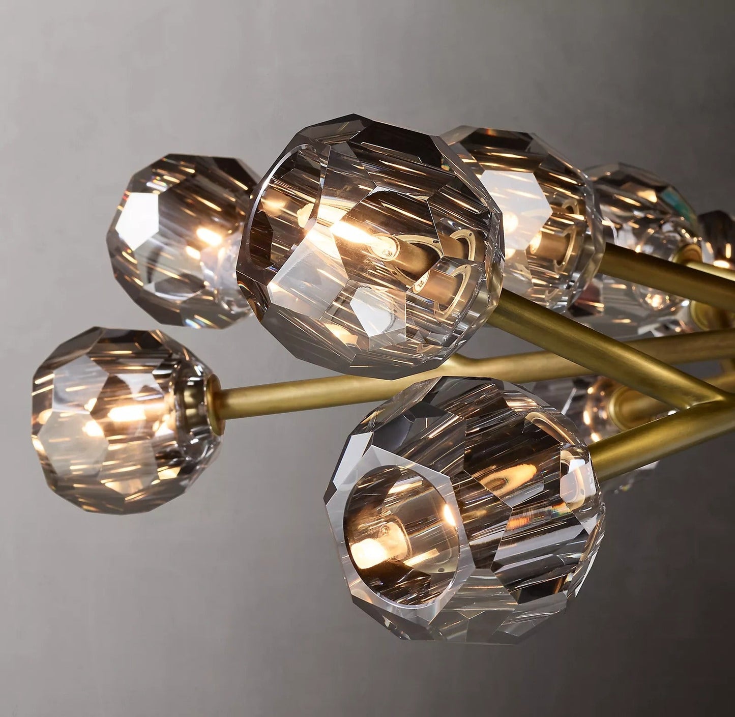 Boule De Cristal Smoke Glass Ball Modern Round Chandelier Light 48"