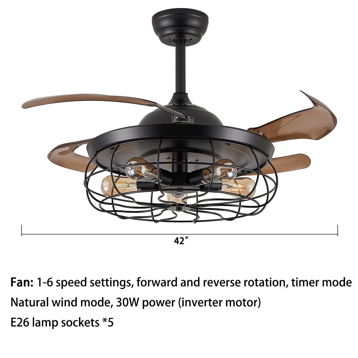 42" Ceiling Fan with Lighting – Versatile and Efficient Cooling