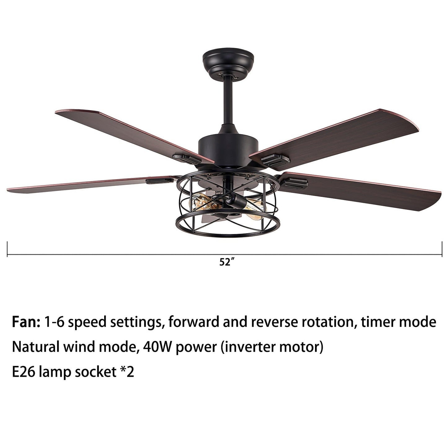 52" Ceiling Fan with Lighting – Powerful & Versatile Comfort