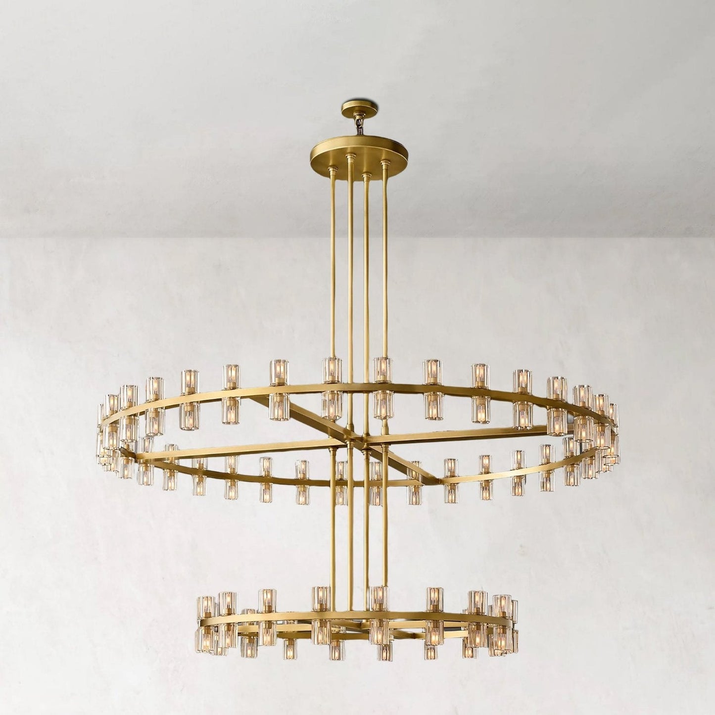 Arcachones 60" LED Round Two-Tier Chandelier - Modern Brass Lighting Fixture