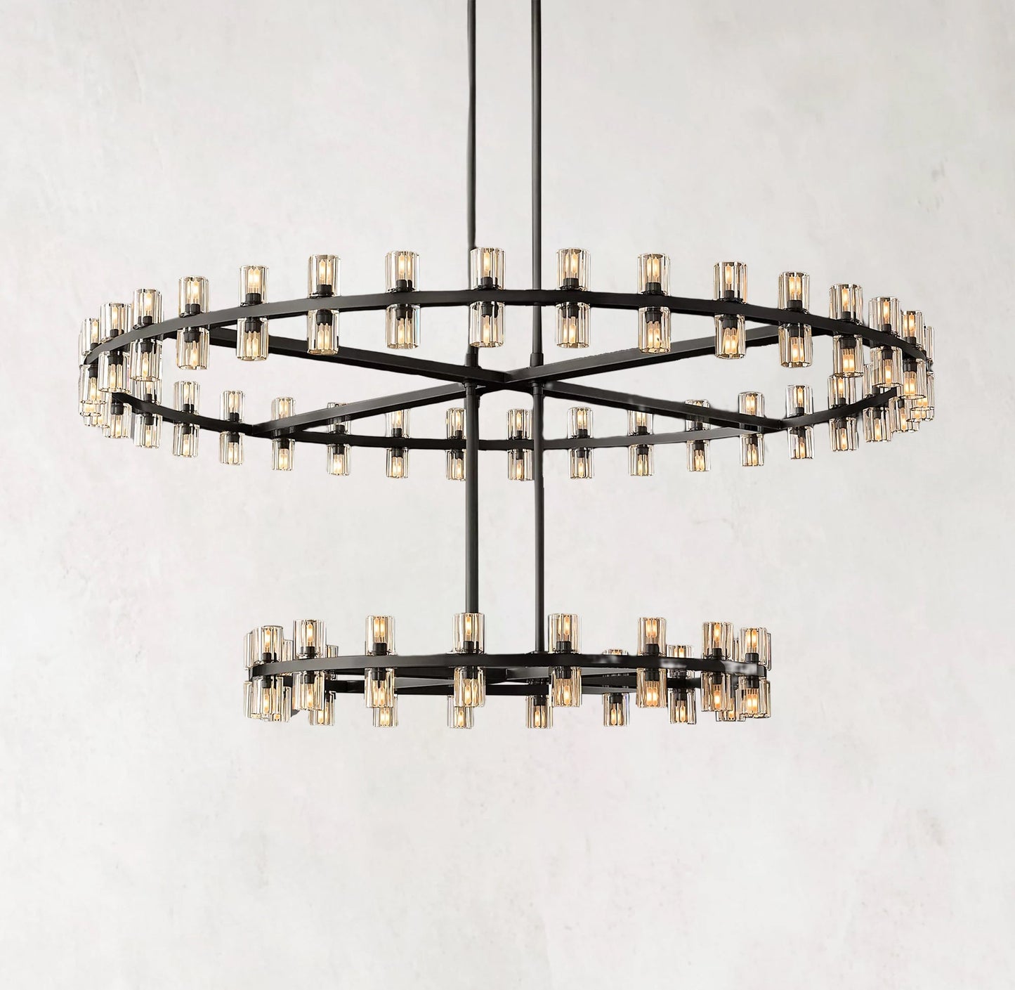 Arcachones 60" LED Round Two-Tier Chandelier - Modern Brass Lighting Fixture