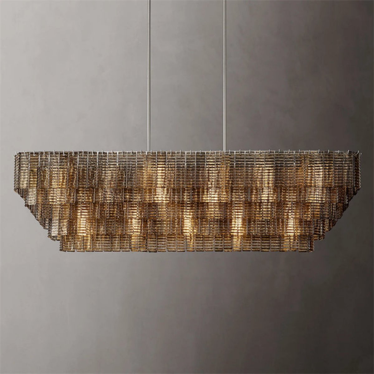 Sirene Glass Rectangular Chandelier 77" for Living Room