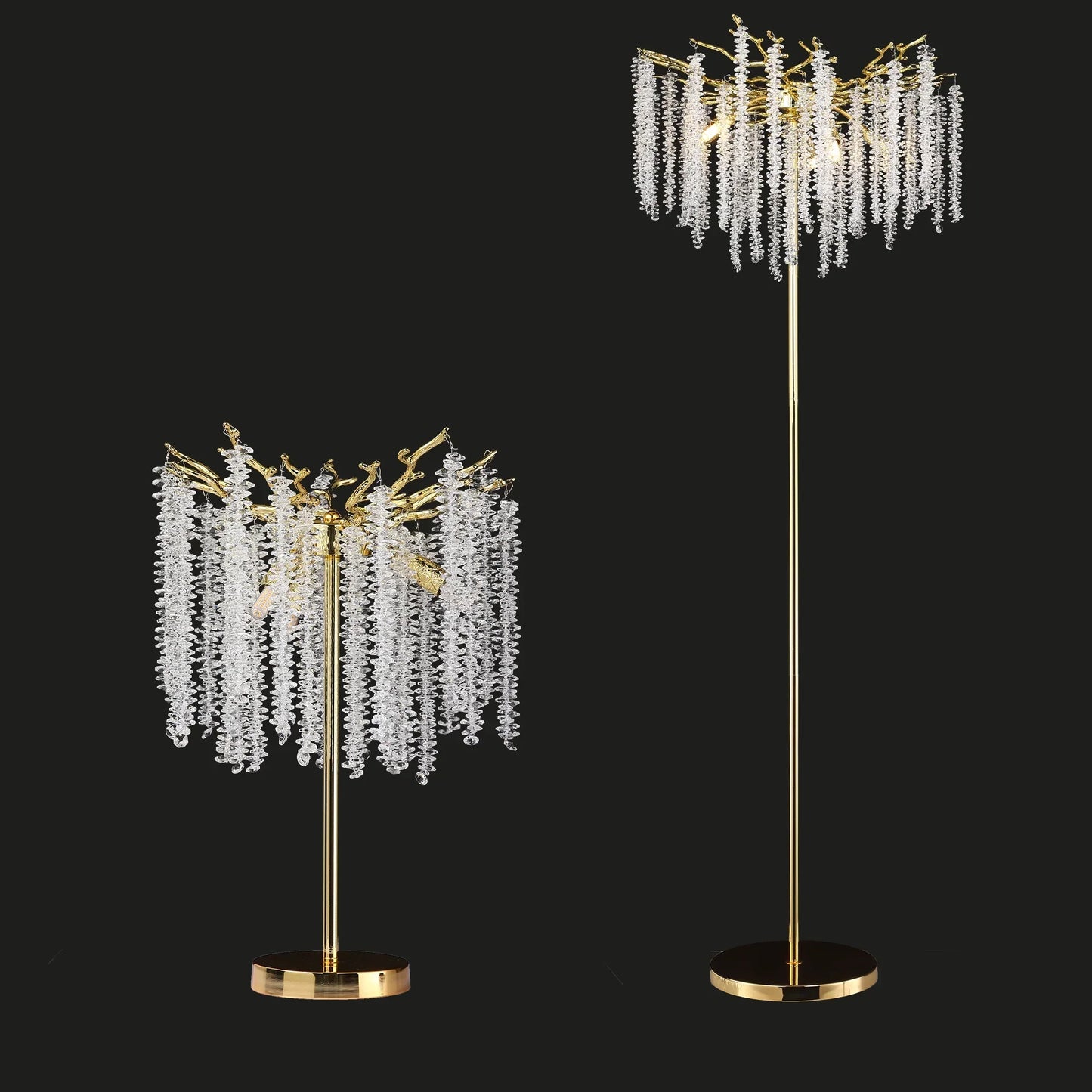 Modern Crystal and Aluminum Chandelier