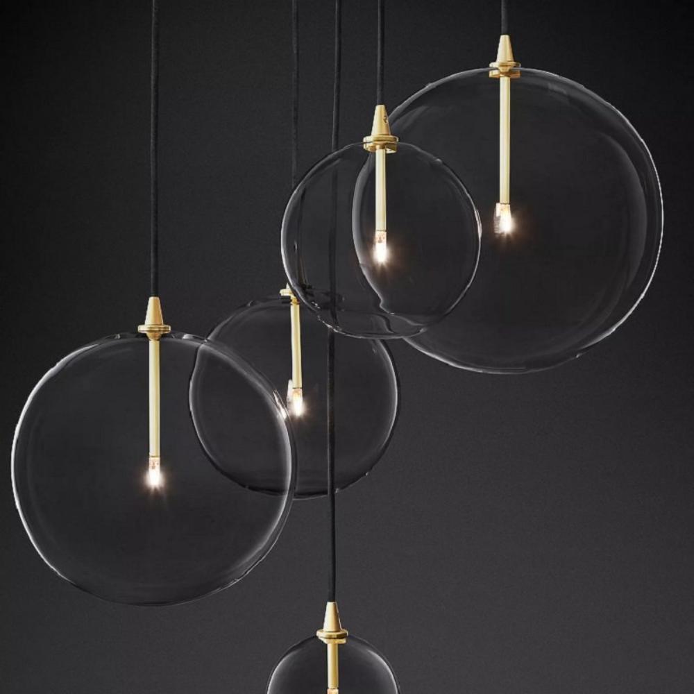 Modern Lighting Glass Globe Moving Cluster Chandelier Light