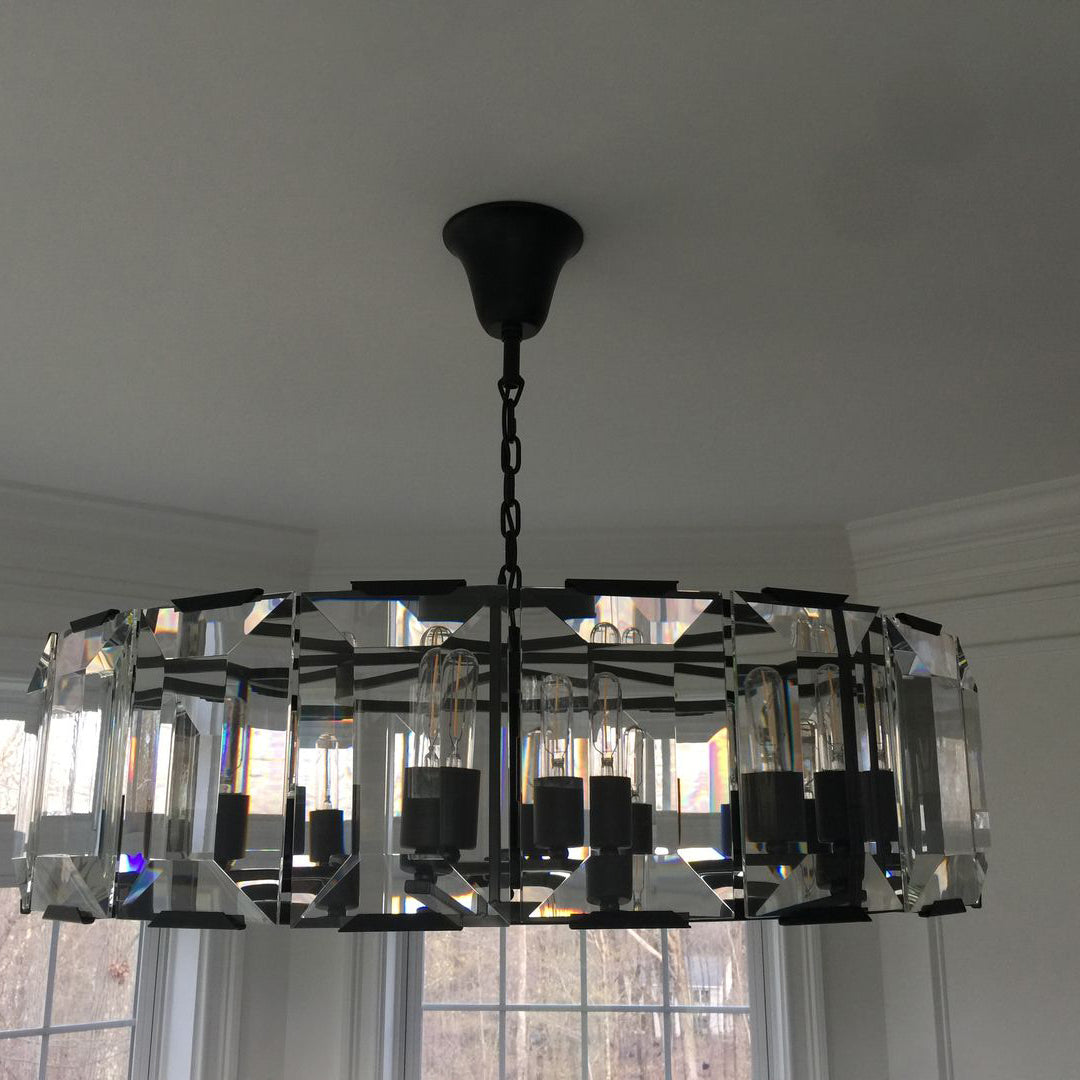 Harlowe Crystal Round Chandelier Light 19"  Living Room Lighting