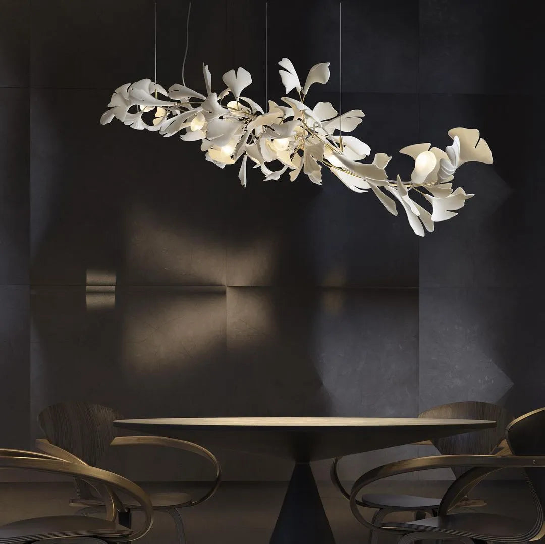 Raven Porcelain Linear Chandelier Gold