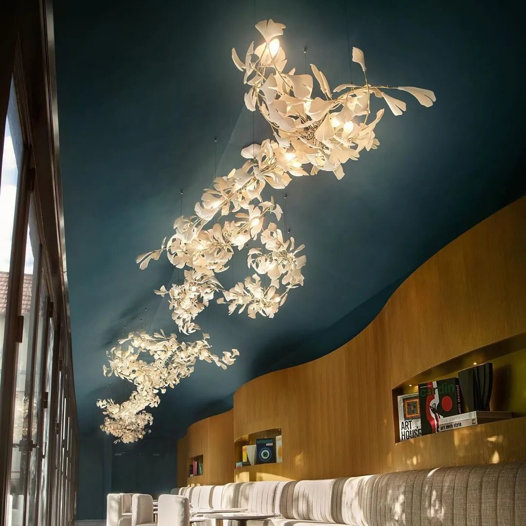 Raven Porcelain Linear Chandelier Gold