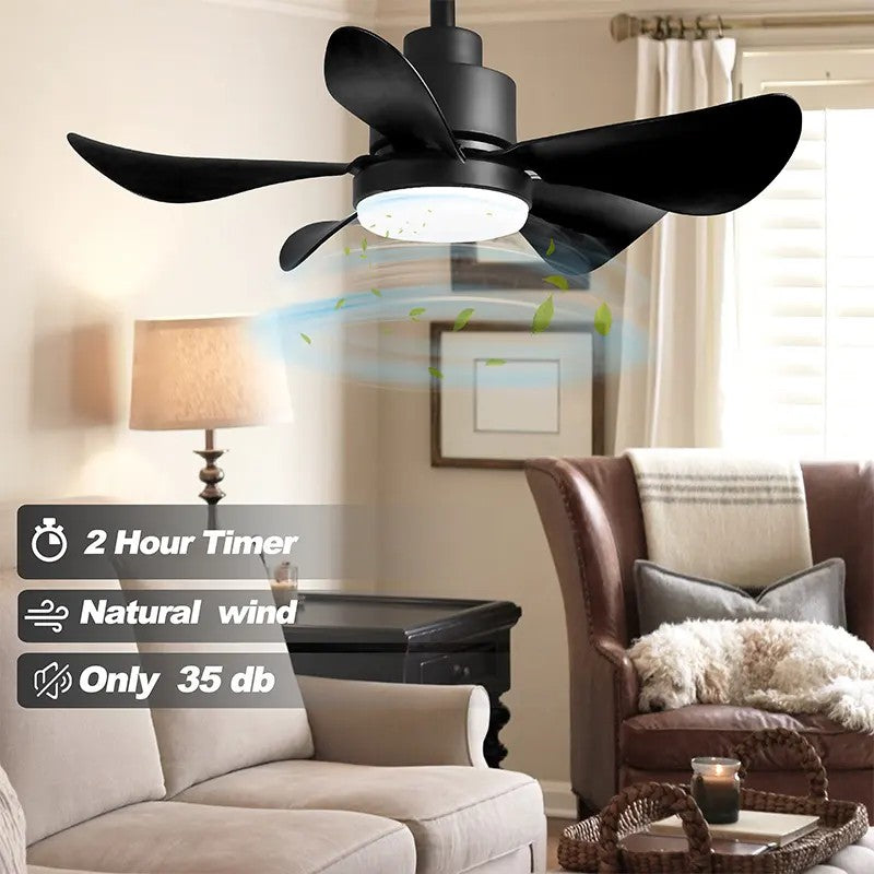 28-Inch LED Chandelier Ceiling Fan with 5 Blades, Dimmable Light & Wall Control