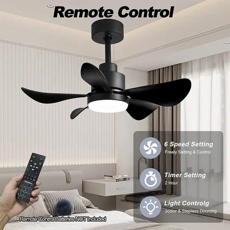 28-Inch LED Chandelier Ceiling Fan with 5 Blades, Dimmable Light & Wall Control