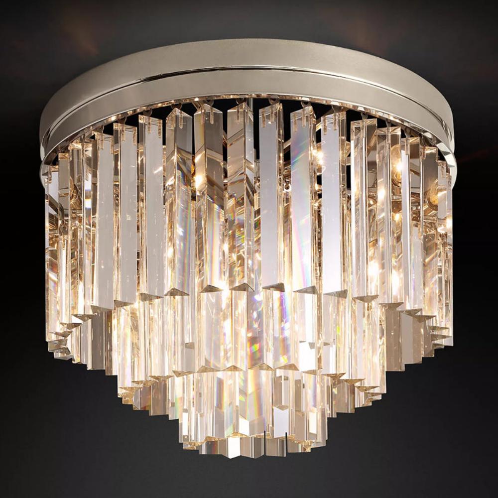 1920s Odeon K9 Crystal Flushmount Chandelier - Modern LED Ceiling Light