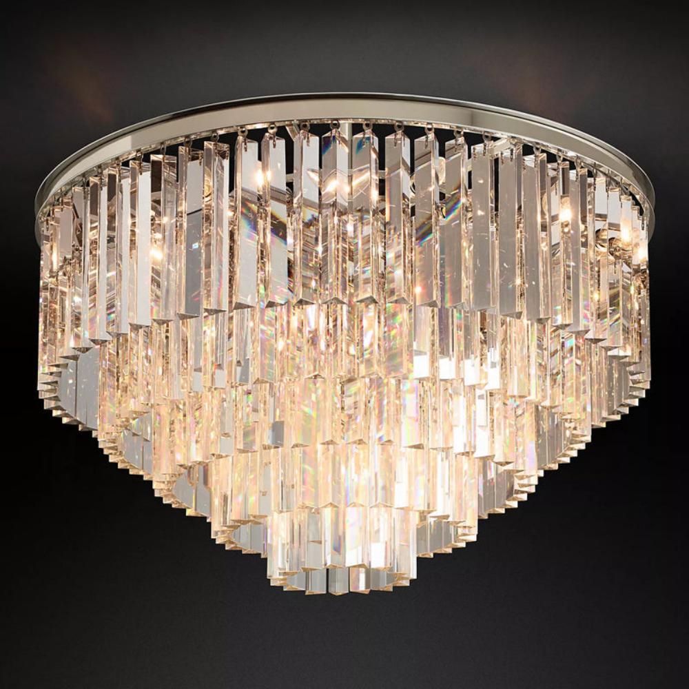 1920s Odeon K9 Crystal Flushmount Chandelier - Modern LED Ceiling Light