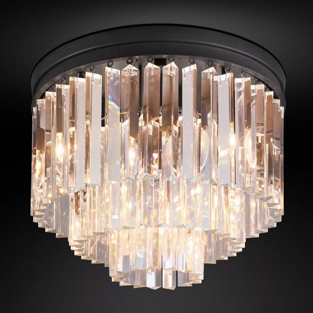 1920s Odeon K9 Crystal Flushmount Chandelier - Modern LED Ceiling Light